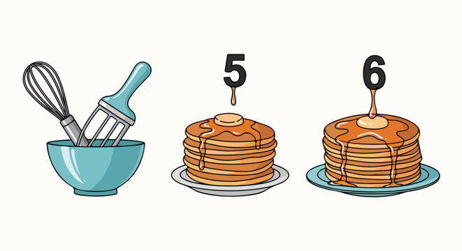Pancakes with syrup being poured.