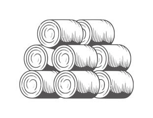 Minimalist pencil of stacked hay bales © Mehedy