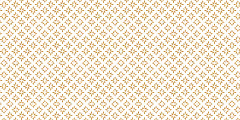 Fototapeta premium Golden vector seamless pattern with small diamond shapes, floral silhouettes. Simple texture. 
