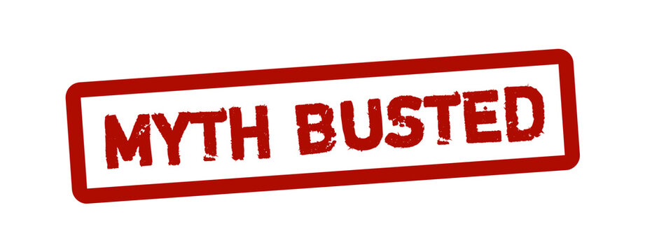 Myth Busted Rubber Stamp Badge &ndash; Red Grunge Fact Check Label, Debunked Statement Mark, Distressed Vector Illustration