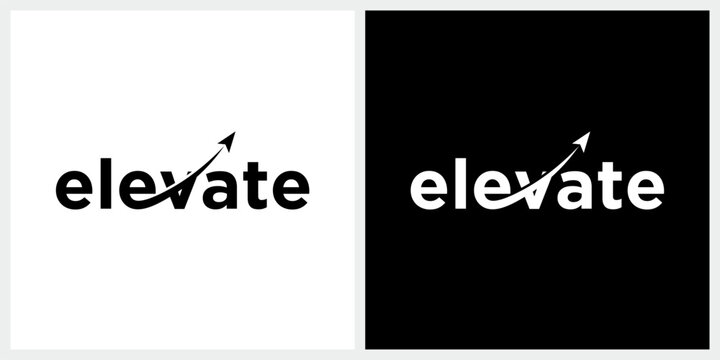 Elevate typography word mark logo design with arrow up