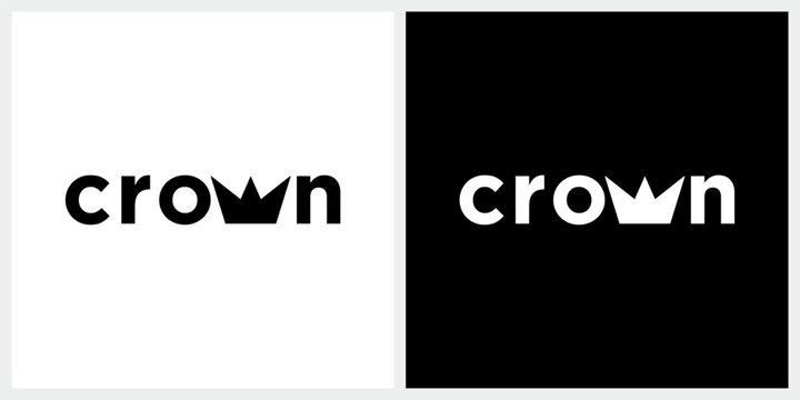 Crown lettering typography with quen king logo design inspiration