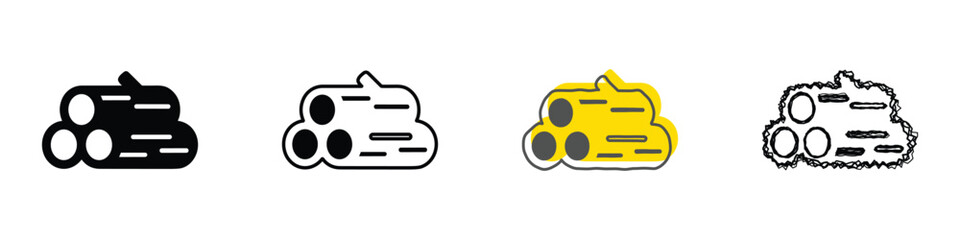 A collection of stylized log pile icons, showcasing different artistic interpretations for graphic design applications © Vova7
