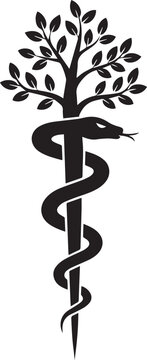 Caduceus Medical Snake Symbol Pharmacy Healthcare Monogram Logo Vector