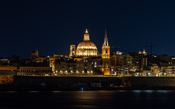 Nacht Valletta, Hauptstadt Maltas in Europa	
