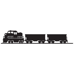 Freight train silhouette with locomotive and cargo wagons on tracks vector illustration for logistics and transportation design © Zulfa