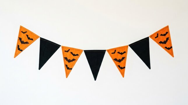 Halloween party decorations orange and black bat pennant banner for spooky seasonal events and festive home decor