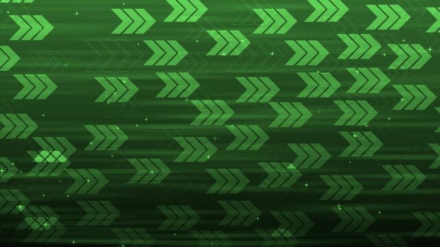 Abstract background with repeated chevron arrows and small sparkles, modern motion pattern with dark gradient and layered animation