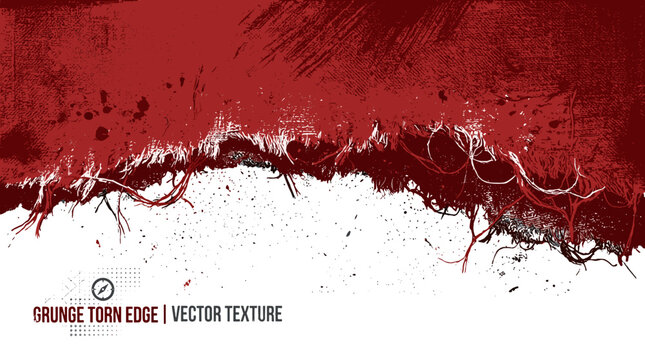 Grunge torn edge vector texture with rough torn paper effect