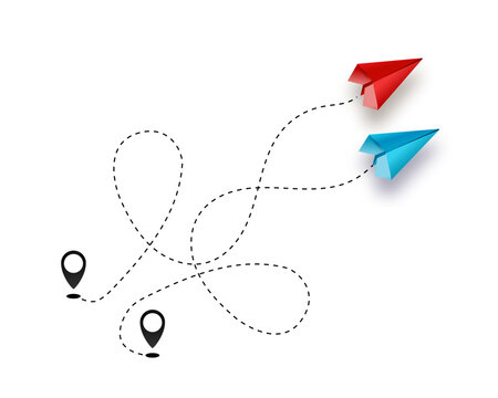 Origami airplane craft in vibrant colors. Paper folded aircraft icon representing travel dreams, sky adventures, and creative freedom in vector illustration format.