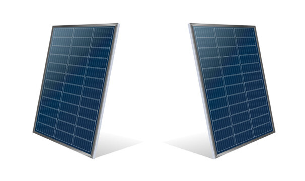 Photovoltaic solar panel energy module with detailed cell structure generating renewable energy from sun rays, isolated 3D vector illustration perfect for green technology presentations.