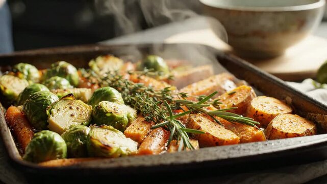 Steaming Roasted Vegetables with Herbs