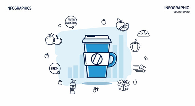 Blue Disposable Coffee Cup Design.