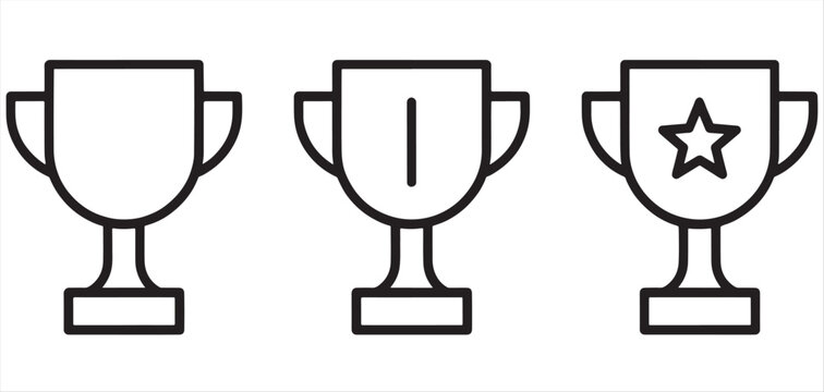 Minimalist award trophy cup line icon champion winner vector illustration eps 10