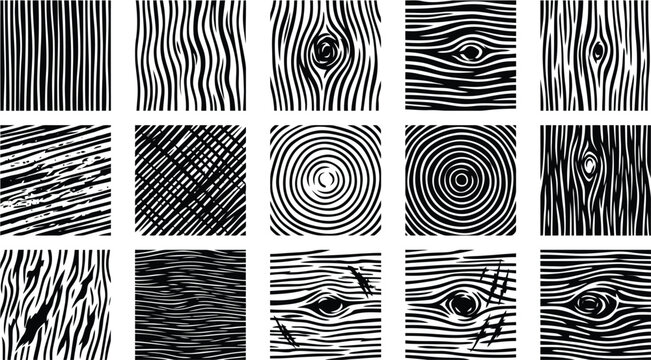 Natural Wood Grain Texture Pattern Vector Set for Interior Design, Carpentry Branding & Rustic Background Graphics (EPS)