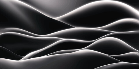 Fototapeta premium Abstract dark fluid wave shapes with soft glowing highlights abstract background highlights minimalist wallpaper aesthetic composition backdrop monochrome artistic contrast template