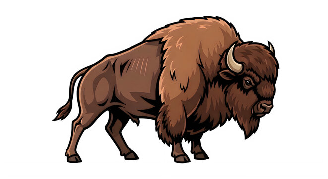 Pixel art style brown bison standing in profile