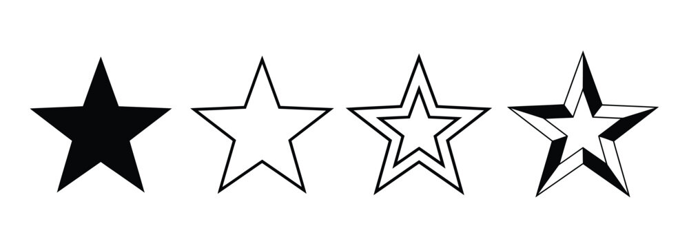 Star icons featuring rating favorite and award symbols for design projects
