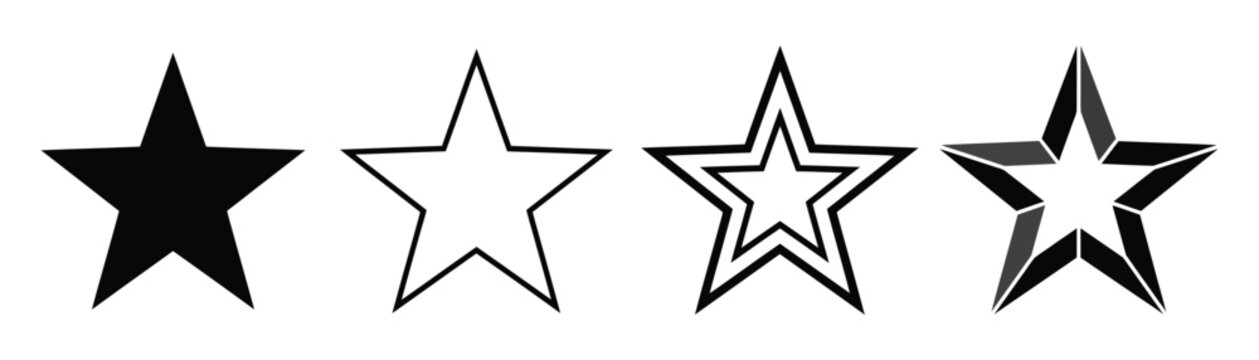 Star icon set with rating favorite and award shape symbols for digital use