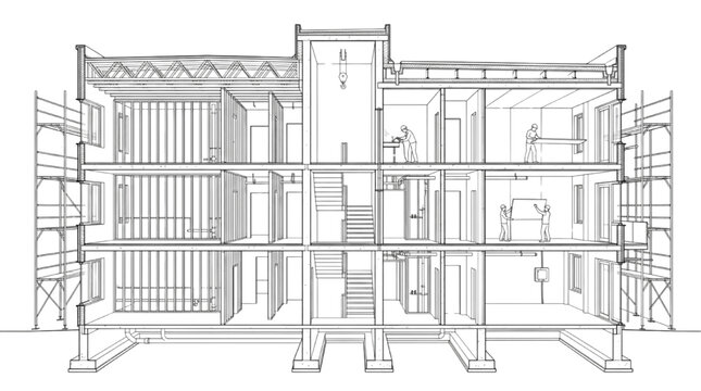 Architectural Construction Building Section CAD Block Site Structure Drawing