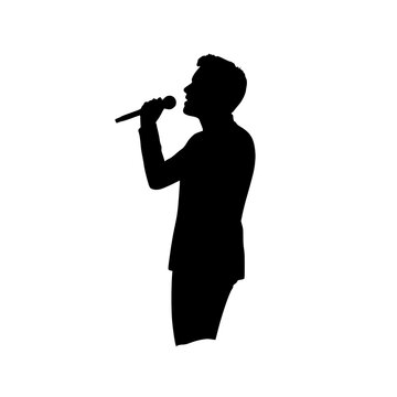 Solid black singer silhouette character icon logo symbol vector illustration design sign on white background.