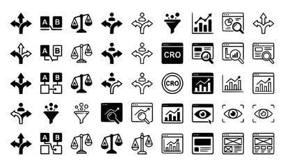 Black and White A/B Testing Split Vector Icon Set © Smail