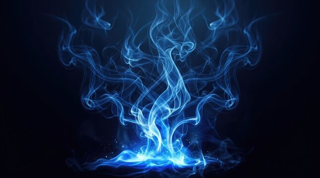 Eerie blue smoke halloween background dramatic abstract design for spooky season graphics