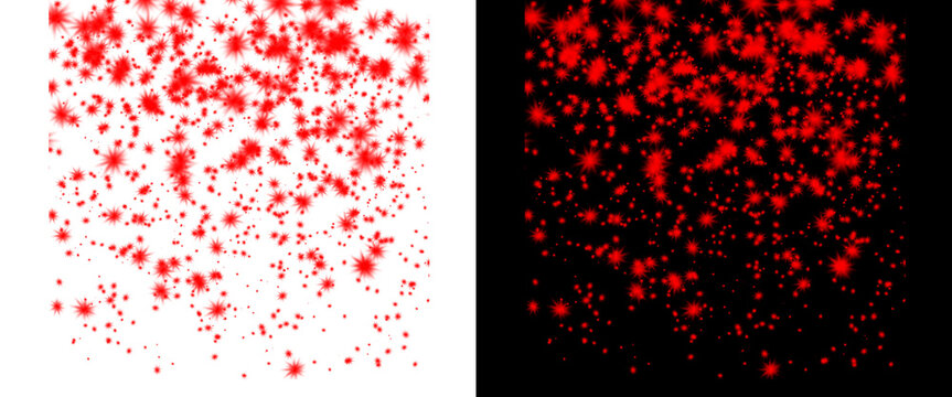 Red splatter texture on white and black backgrounds, abstract blood spray effect, crimson paint splash pattern for horror and halloween design