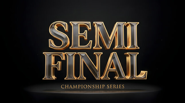 Stunning 3D golden typography heralds the crucial semi-final championship series, signifying a grand athletic competition climax