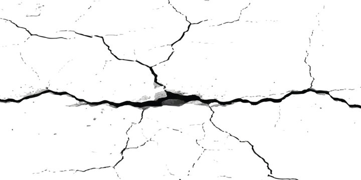 Black cracks on a flat surface representing damage or broken ground