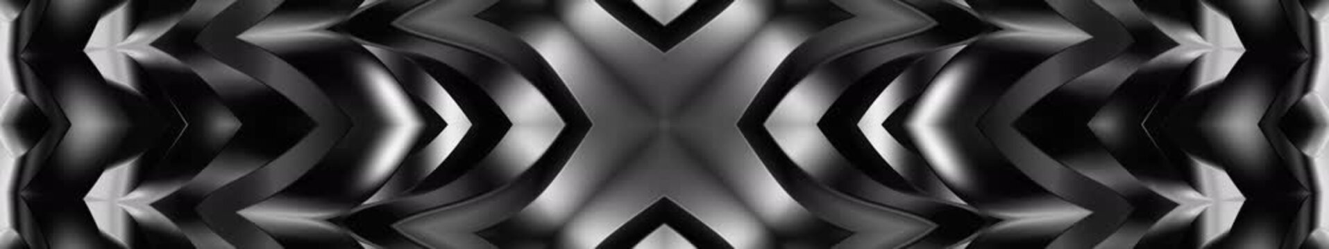 Elegant Silver Metallic Kaleidoscope Pattern with Symmetrical Chrome Shapes, Widescreen Loop