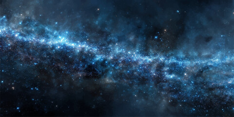 Abstract Blue Deep Space Galaxy Background Loop with Glowing Stars Nebula Starry Night Sky and Cosmic Universe Fantasy Illustration Wallpaper © Bepari