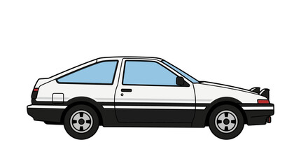 Fototapeta premium Retro White Sports Car Vector Illustration