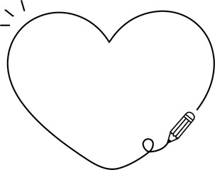 Fototapeta premium Hand Drawn Heart Pencil Note Frame