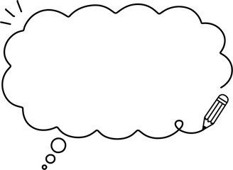 Obraz premium Hand Drawn Thought Bubble Pencil Note Frame