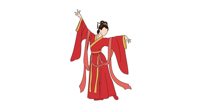 Traditional Chinese Dancer in Red Hanfu, Elegant Pose, Cultural Performance