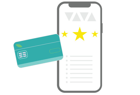 Smartphone with Bank Card and Stars on Screen