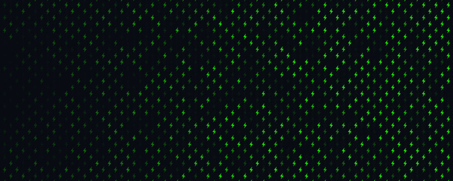 Electric Energy Icon Pattern Background Green Lightning Texturefor Speed Fast Charger Station. Current Charge Battery Digital Device BG, Charging Neon Light. Bolt Symbol Backdrop. Vector Illustration