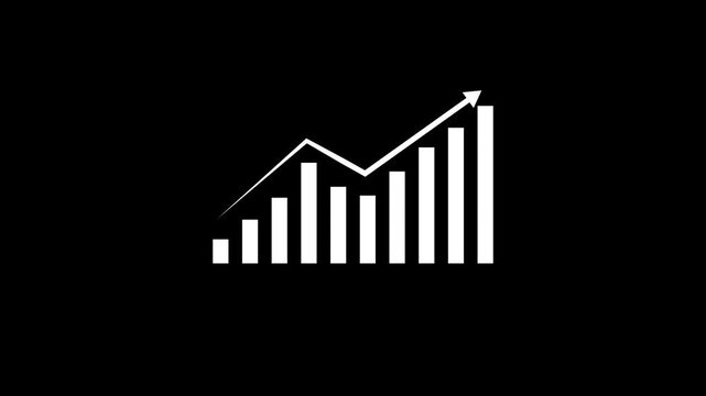 Motion animated footage. Statistics bars columns growth, arrow up. Finance, Bar graph going up, Profit concept, positive increase chart..