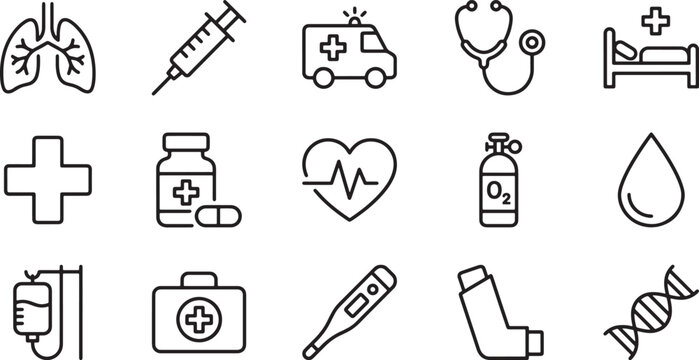 Medical Line Icons Set - Healthcare Outline Vector Pack
