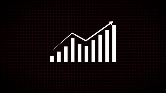white color business graph with up arrow. Arrow rising on graph sale symbols. Abstract business growth and graph chart icon, Seamless loop. Business, growth, success concept, with 4k video.