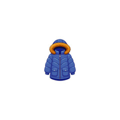 Child's puffer jacket with fur hood isolated on white background clothing outerwear children insulated seasonal isolated background protection © MD. JONAED