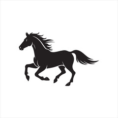 Fototapeta premium running horse silhouette, galloping horse silhouette vector, horse icon vector