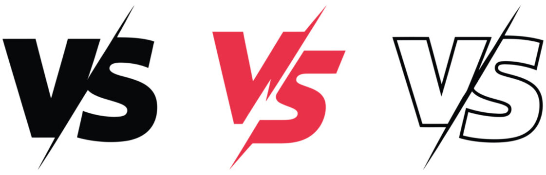 VS Versus Icon Set Featuring Competition Comparison Battle Matchup and Head to Head Symbols Vector Designs
