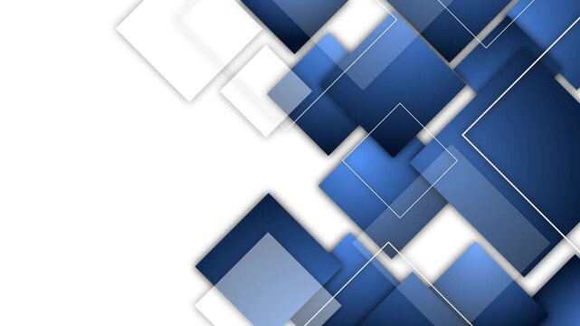 Abstract geometric background with layered squares and diagonal shapes animation