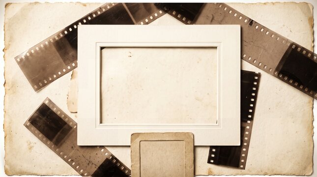 Vintage Film Slide Frame Mockup with Retro Negative Strips