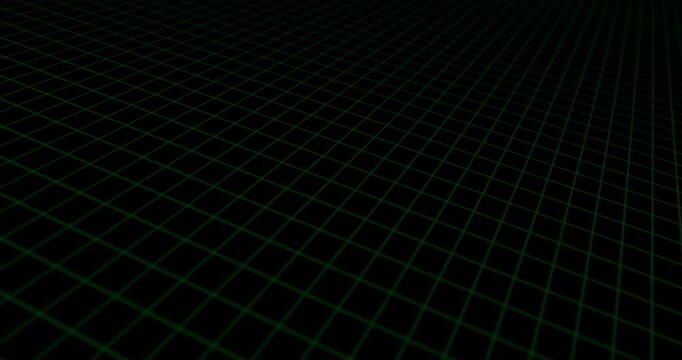 Seamless looping motion graphics featuring a futuristic 3D isometric data grid. The animation shows glowing squares and circular nodes pulsing and moving across a digital network surface. 