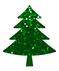 Obraz premium Green christmas tree with glowing lights isolated on transparent background