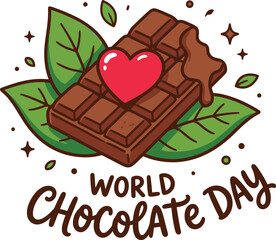 Fototapeta premium World chocolate day celebration with delicious chocolate bar and heart