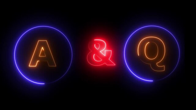 Glowing neon Question and Answer icon isolated on black background. . Question and Answer icon animation 4K Video.